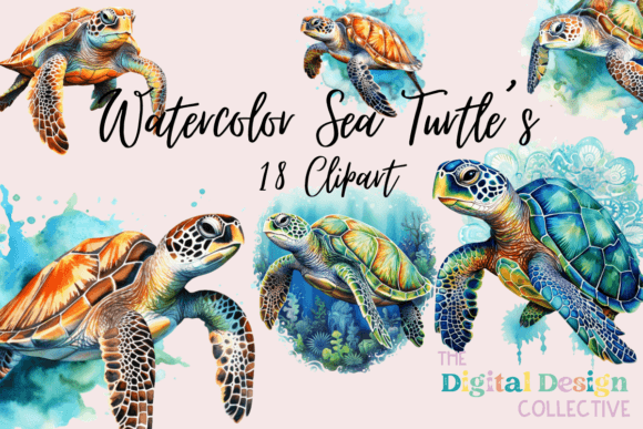 Download Watercolor Sea Turtle Clipart Bundle - Watercolor sea turtle Collection