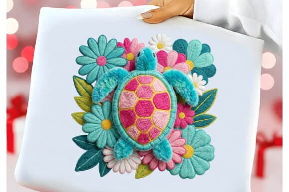 Download 3D Faux Yarn Floral Sea Turtle Png - Premium Bundle